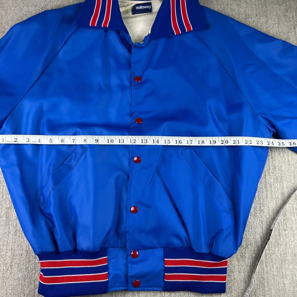 Holloway Varsity Jacket Mens Large‎ Blue Arapahoe Satin Bomber Vintage USA Made